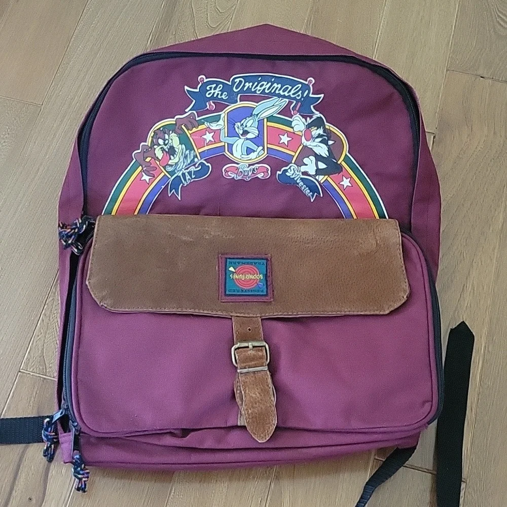 Vintage Looney Tunes Registered Trademark 1995 Backpack Bugs Bunny Taz Sylvester